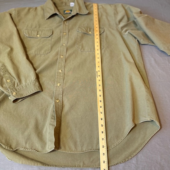 Sold** Cabelas Shirt Mens 3X Beige Tan Long Sleeve Button Up  Pockets Hiking - Picture 9 of 13